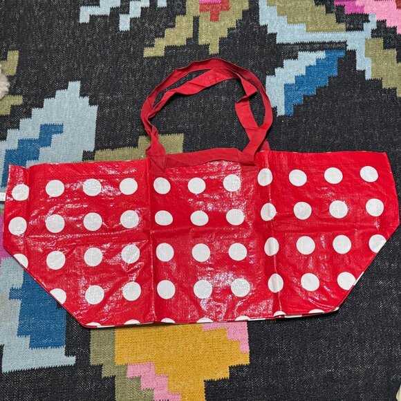 IKEA SÄCKKÄRRA Red /White Polka Dot, Reuseable Large Shopper Tote Bag 903.002.83 - Picture 4 of 8